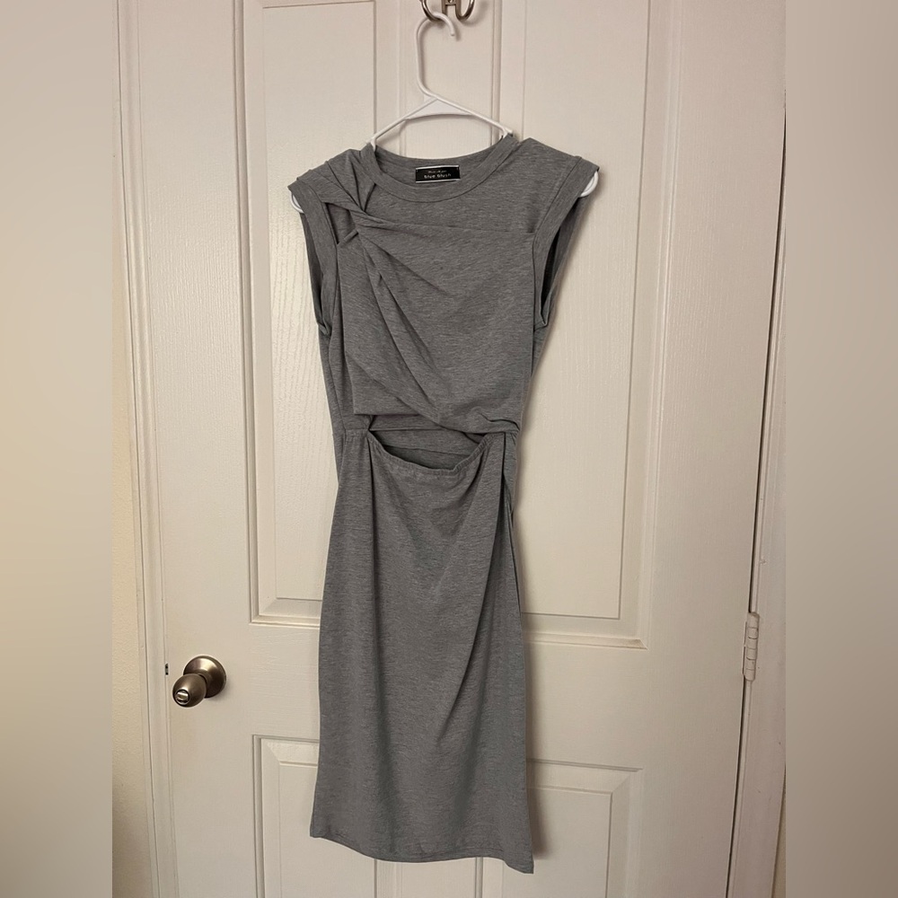 Blue Blush Gray Asymmetrical Ruched Sheath Dress